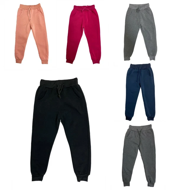 Boys Jogging Bottoms Fleece Girl Plain Basic PE School Sports Tracksuit Joggers