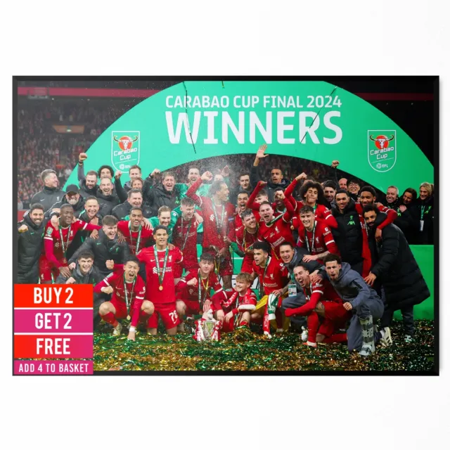 Liverpool FC Carabao Cup EFL Champions 2024 Printed Poster A5-A3