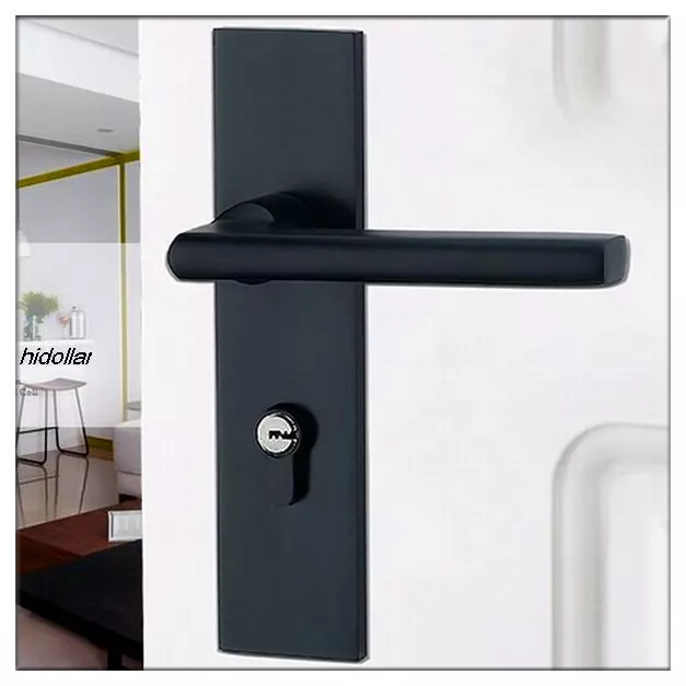 Square Black Lever Handles Door Entrance Mortise Lock Entry Lock Set Dual Latch