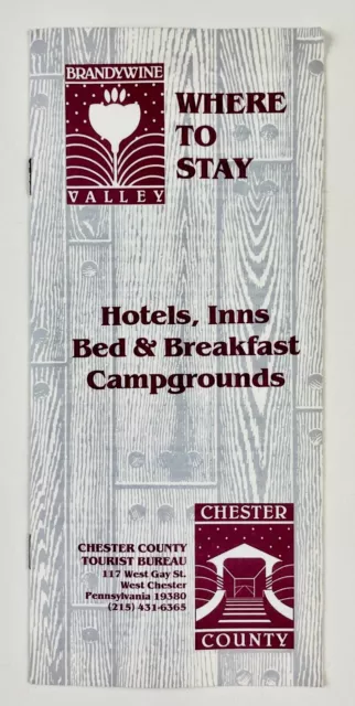 1986 Brandywine Valley PA Where To Stay Hotel Inn Camp B&B VTG Travel Brochure