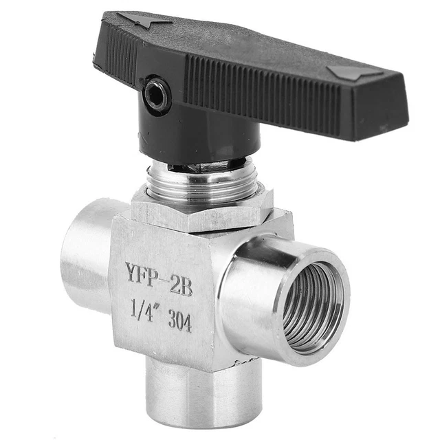 3WAY BALL VALVE BSPP Female Thread Stainless Valve Water Pipe Control ...