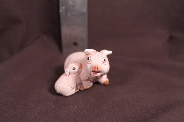 LEPS of Peru Pottery Handmade Ceramic Pig Family Figurine 1.5”T