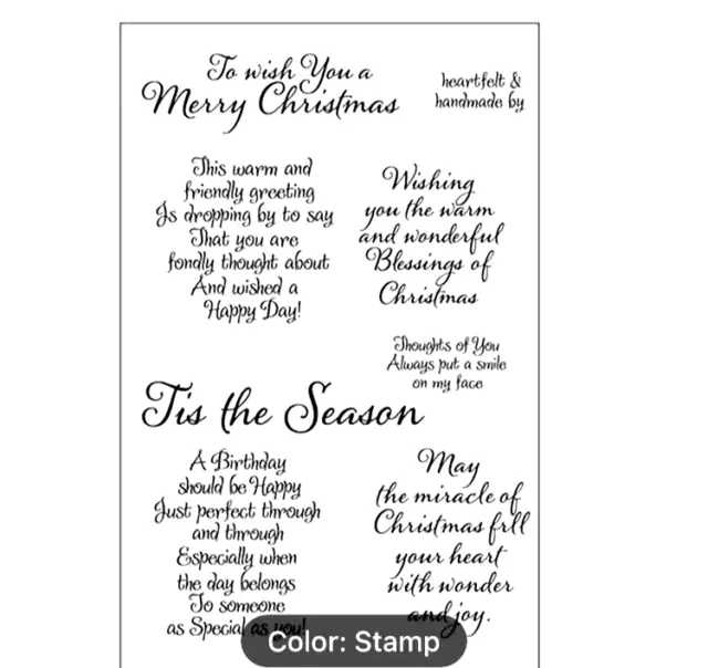 Christmas  Sentiment Words Xmas   Silicon Transparent Stamp Seal Card Making