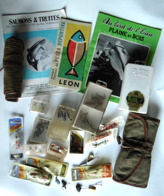 Lot de 4 anciennes brochures publicitaires catalogue canne à pêche à la