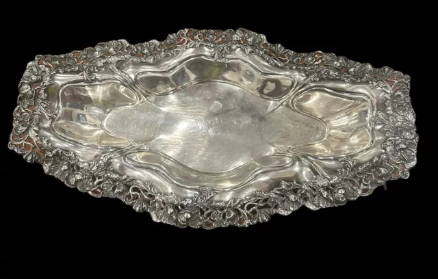 ANTIQUE PAIRPOINT QUADRUPLE SILVER PLATE BREAD TRAY CHRYSANTHEMUM FlORAL BL345