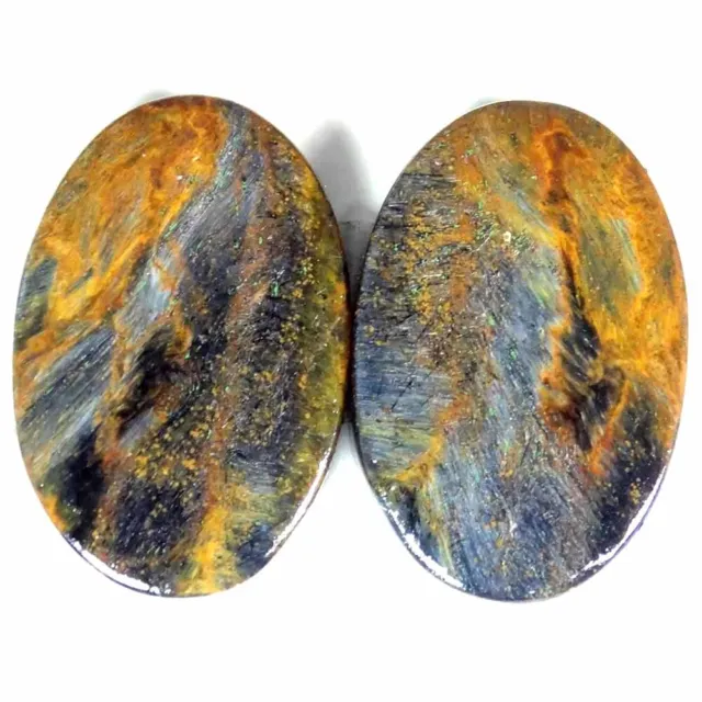 20.45Cts. 13X22X4mm 100% Natural Pietersite Oval Cab Matched Pair Loose Gemstone