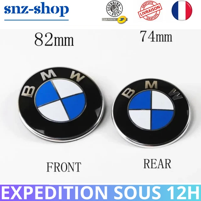 Kit Logo BMW Heritage - 7 Pièces Aluminium Noir (82mm, 74mm, 68mm, 45mm) - Neuf