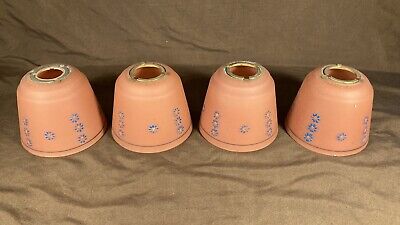 4 Matching Antique Art Deco Arts Crafts Glass Lamp Light Shade Unusual Fitter