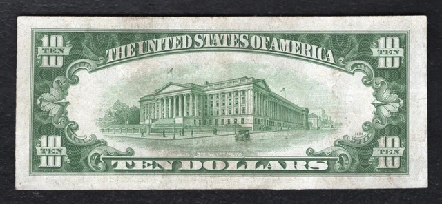 Fr. 1703 1934-B $10 Ten Dollars Silver Certificate Note *Key Series* Very Fine+ 2