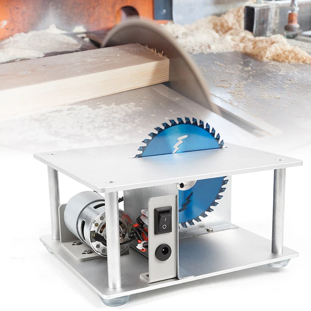 US Mini Precision Table Bench Saw Blade DIY Woodworking Cutting Machine Silver