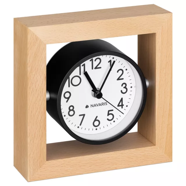 Reloj de mesa analógico reloj clásico de madera silencioso para mesilla de noche