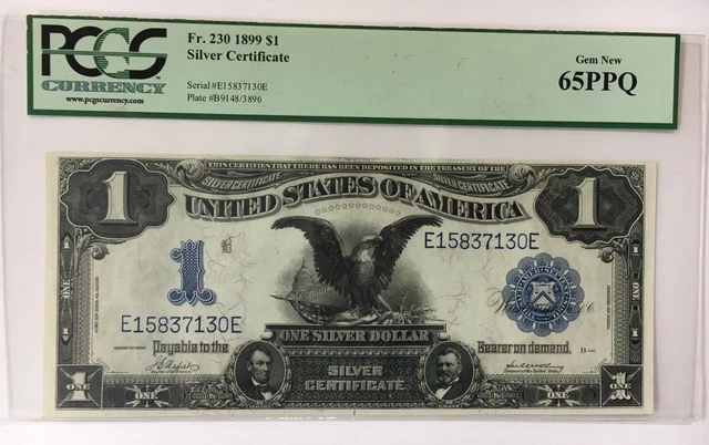 1899 Black Eagle Silver Certificate Pcgs 65 Ppq Gem New Bin Free Shipping