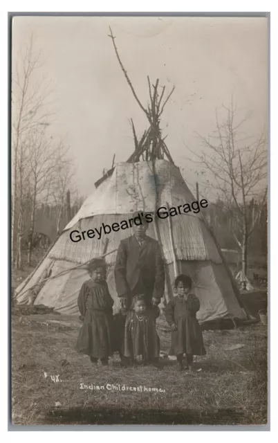 RPPC MENOMINEE INDIAN Family Tipi Teepee Native American WI Real Photo Postcard