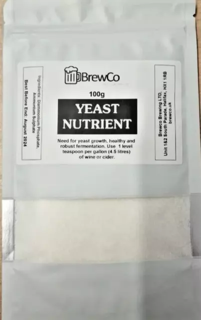 Brewco Yeast Nutrient 100g - Food grade, Home brew for beer, wine, mead, cider.