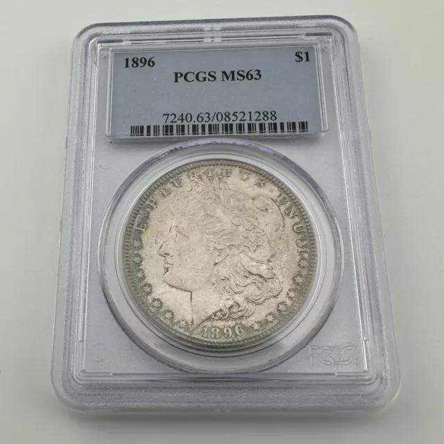 1896 Morgan Silver Dollar $1 PCGS MS63 - Toned Coin