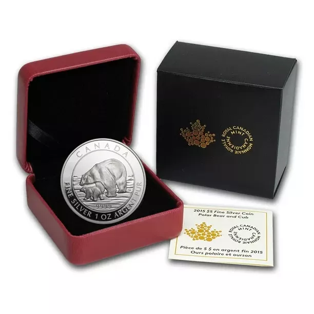 2015 Canada 1 oz Proof Silver $5 Polar Bear Coin Limited Edition w/ Box & COA