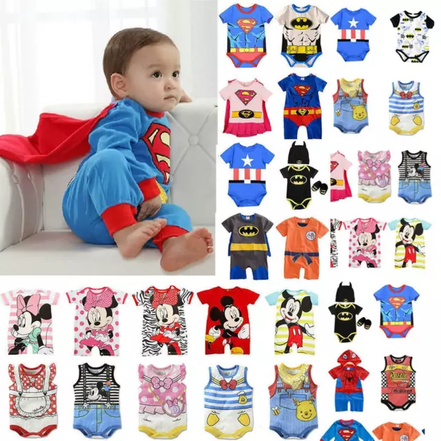 Baby Superman Cartoon Newborn Boys Girls Romper Bodysuit Jumpsuit Outfit Clothes