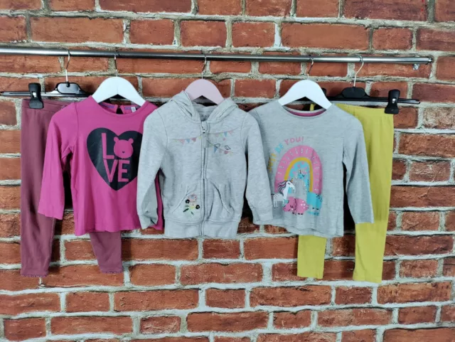 Girls Bundle Age 2-3 Years Nutmeg Zara Hoodie Tshirt Leggings Unicorn Set 98Cm