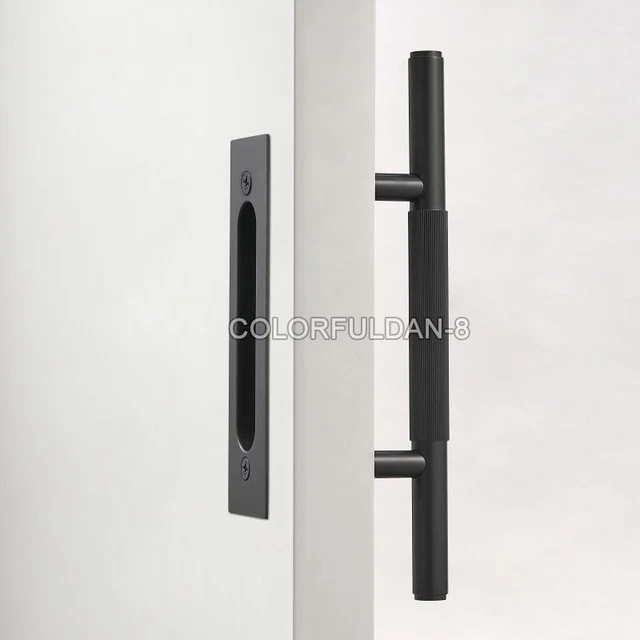 1PCS Brass Sliding Barn Door Push Pull Flush Door Handles Gate Hardware Black