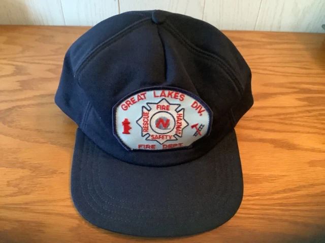 Great Lakes Div. Fire Dept Hat Ball Cap Snap Back Rescue Safety Patch Short Brim