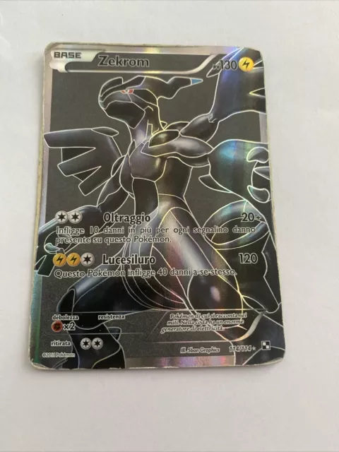 CARTA POKEMON ZEKROM FULL ART 114/114 BIANCO E NERO ITA BUONA