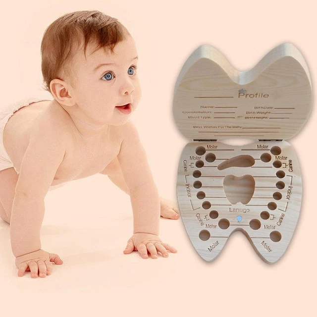 Wooden Milk Teeth Organizer Storage Tooth Box Boys Save GirlXRE Souvenir A4O7