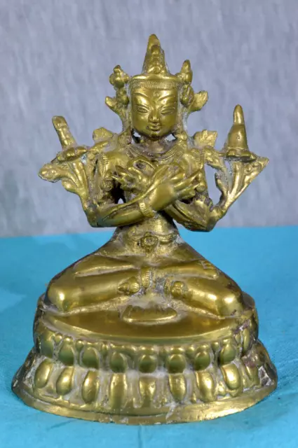 Alte Bronze / Messing Figur  - Gottheit - Asiatika 3