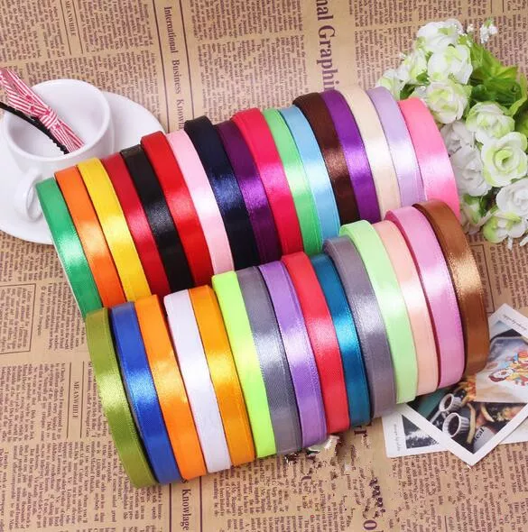 25 Yards craft Bows Satin Ribbon Wedding Party Crafts Satin Handmade 0.6/1.0cm