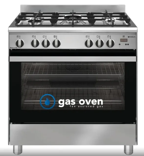 Brand New Emilia EM865GGXN 80cm Black Npg/Lpg Freestanding GAS Cooktop Gas Oven