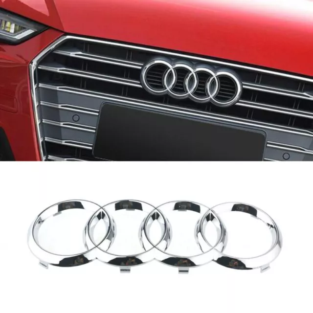 1x Avant Arrière Emblème pour AUDI Logo Argent Badge A1A3 A4 A5 A6 Calandre Satz