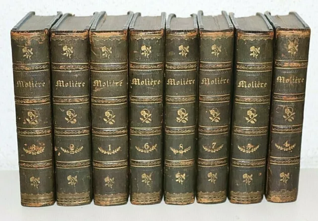 Oeuvres De Moliere, 8 Halblederbände,Illustriert Mit Kupferstichen,Paris,1805