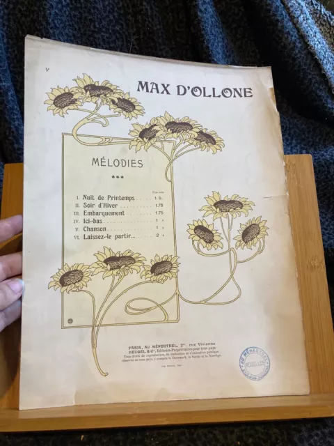 Max D'Ollone Chanson mélodie chant piano n°5 partition éditions Heugel