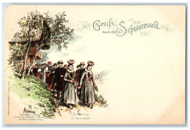 c1905 Train in Gutachtal Greetings from the Black Forest Germany Postcard