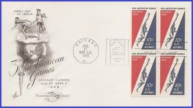 USA4 #C56 U/A ARTCRAFT FDC BL4  Pan-American Games