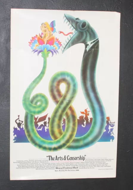 GRATEFUL DEAD 1968  The Arts & Censorship   ROYAL FESTIVAL LONDON CONCERT POSTER