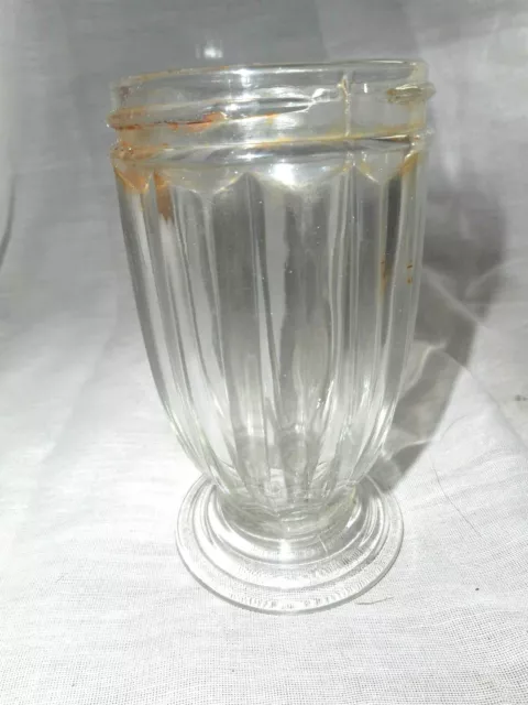 Hoosier KITCHEN Salt-Pepper Sugar Shaker Clear Ribbed Stem Bottom Glass NO LID