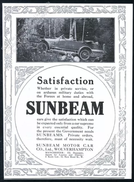 1915 Sunbeam open touring car photo unusual British vintage print ad