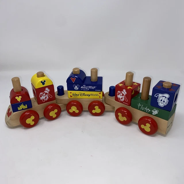 Disneyland Mickey Mouse and Friends Wood Wooden Blocks Stacking Train Set Disney