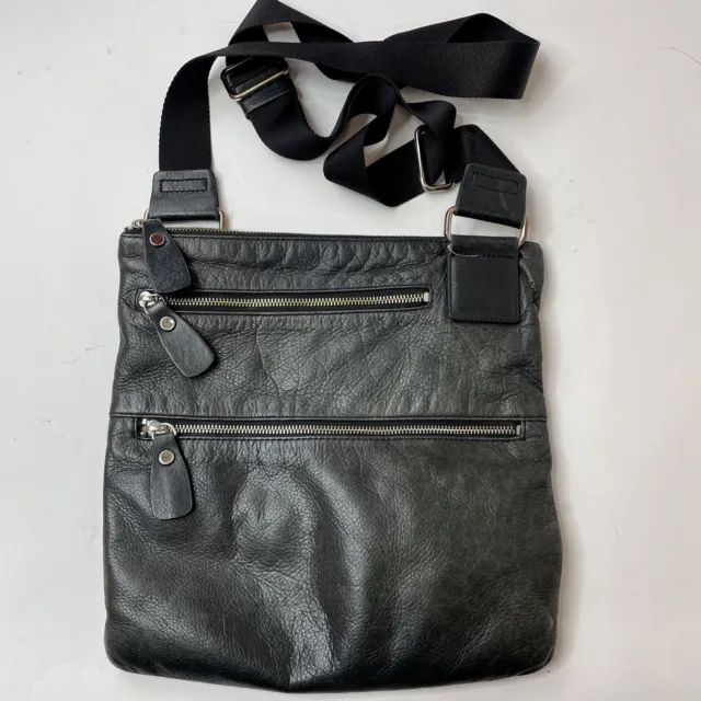Margot Charcoal Gray Genuine Leather Crossbody Bag Purse Soft Slim w/ Pockets