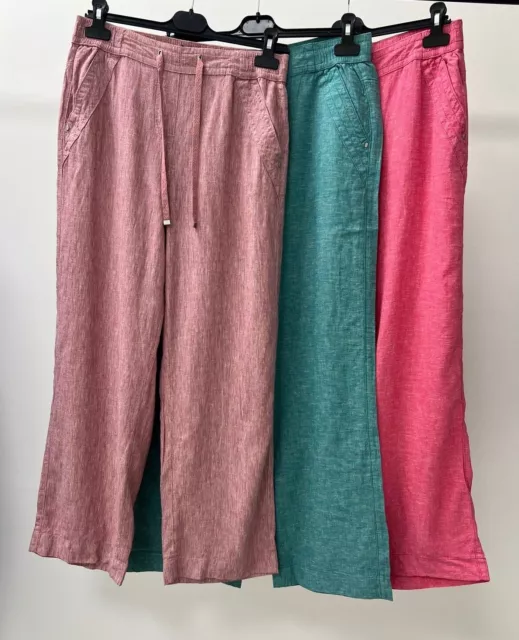 Ladies New Ex Bonmarche  Linen Mix Straight leg trousers Size 12-24