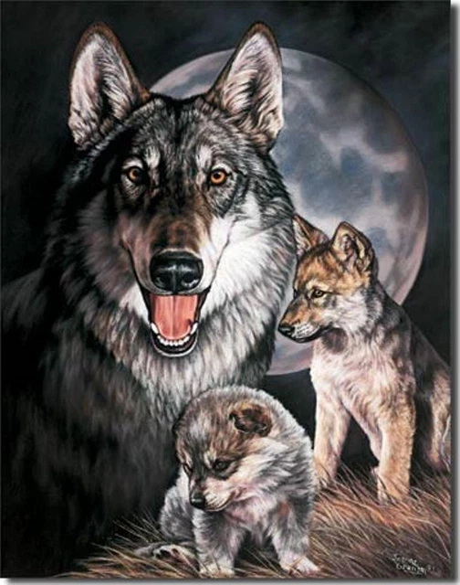 Wolf Experience Wolves Momma & Puppies Tin Metal Sign Graham Made In The USA