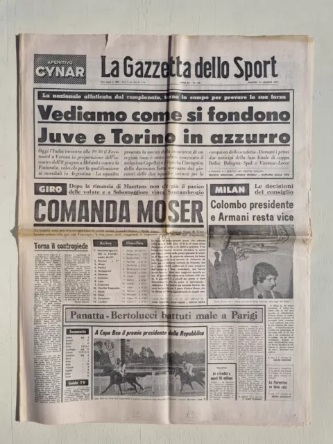 Gazzetta Dello Sport 31 Maggio 1977 Moser - Milan Rivera - Capo Bon Capannelle
