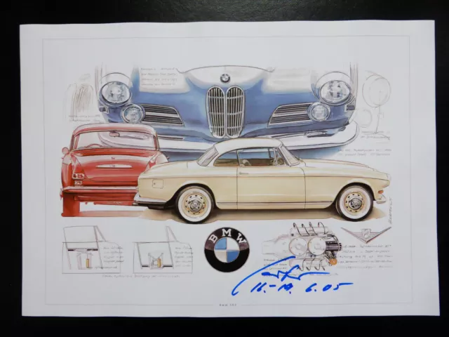 BMW 503 Grafik - mit Originalsignatur des Designers Albrecht Graf Goertz     B