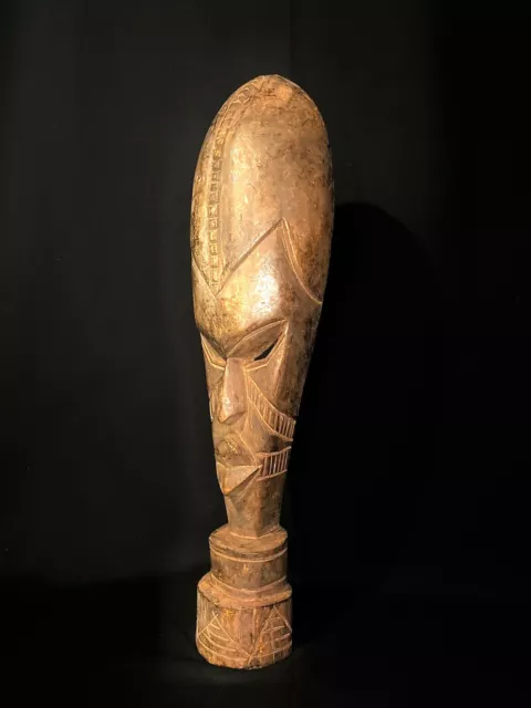 African Nsindi Song Antiques Tribal Art Face Wood Carved  Figure Sculpture  478