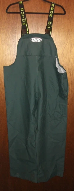 Dutch Harbor Gear Bib Pants Green Polyvinyl Fishing Rain Protection Men's M NEW