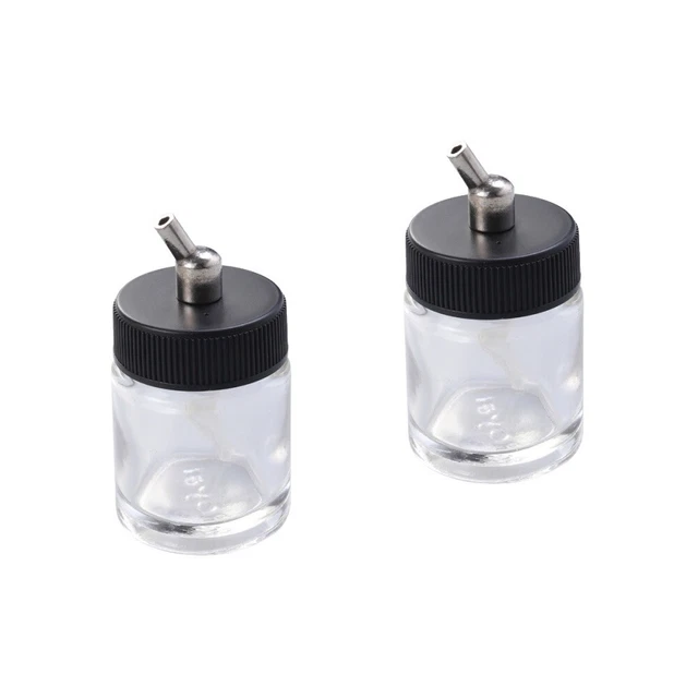 2 piezas botellas de vidrio aerógrafo de 22cc olla modelo de taza de pintura profesional bot recargable