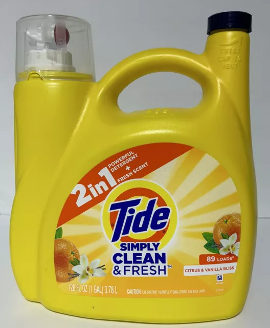 Tide Simply Clean and Fresh Laundry Detergent Citrus Vanilla 89 Loads 128oz