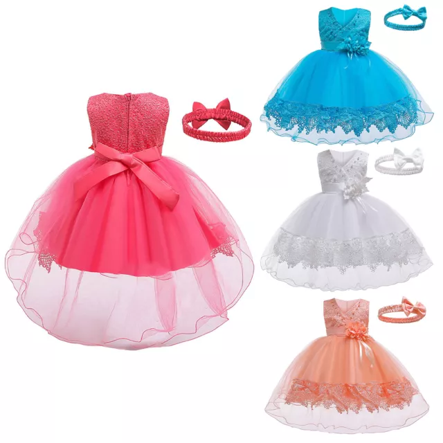 Baby Flower Girl Dress Wedding Birthday Party Princess Gown Tutu Bow Dress Set