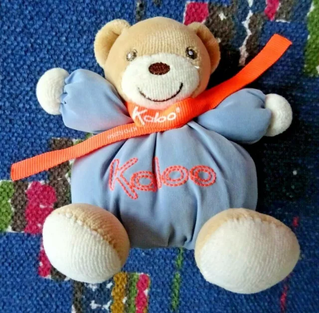 Mb/ Doudou Peluche  Boule Kaloo Petit Ours Bleu Orange Fluo 10 Cm Ttbe
