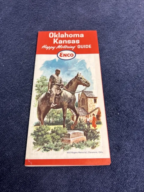 1964  ENCO HUMBLE OIL Road Map Oklahoma, Kansas Rare, Vintage